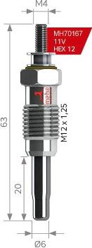 MEHA AUTOMOTIVE MH70167 - Свеча накаливания unicars.by