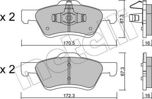 Metelli 22-0906-0 - Тормозные колодки, дисковые, комплект unicars.by