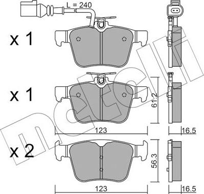 Metelli 22-0981-1 - Тормозные колодки, дисковые, комплект unicars.by