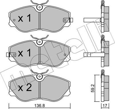 Metelli 22-0491-0 - Тормозные колодки, дисковые, комплект unicars.by