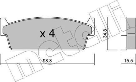 Metelli 22-0493-0 - Тормозные колодки, дисковые, комплект unicars.by