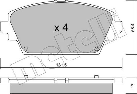 Metelli 22-0464-0 - Тормозные колодки, дисковые, комплект unicars.by