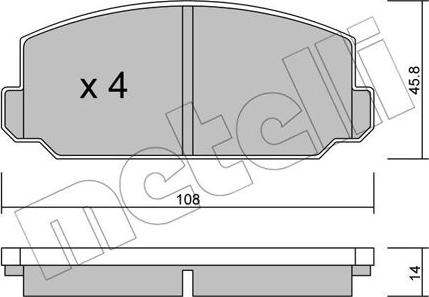 Metelli 22-0461-0 - Тормозные колодки, дисковые, комплект unicars.by