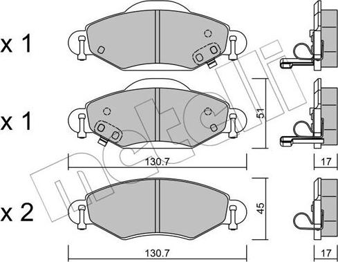 Metelli 22-0421-0 - Тормозные колодки, дисковые, комплект unicars.by