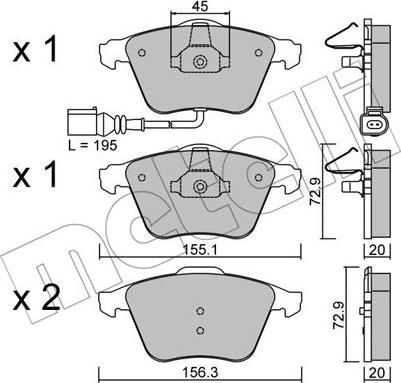 Metelli 22-0549-4 - Тормозные колодки, дисковые, комплект unicars.by