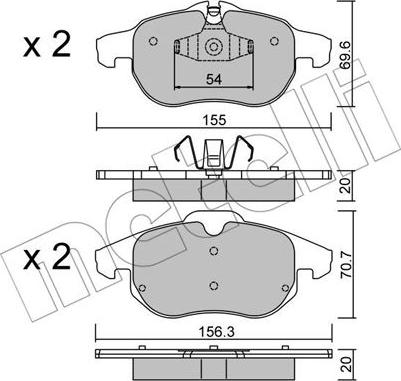 Metelli 22-0540-4 - Тормозные колодки, дисковые, комплект unicars.by