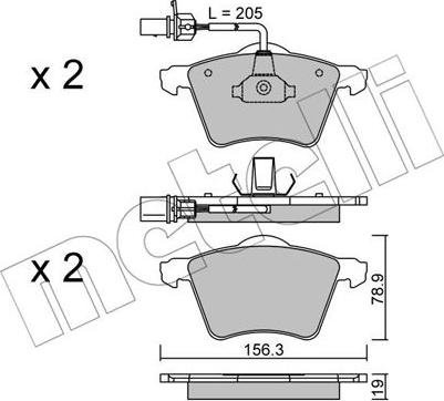 Metelli 22-0550-1 - Тормозные колодки, дисковые, комплект unicars.by