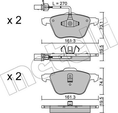 Metelli 22-0551-0 - Тормозные колодки, дисковые, комплект unicars.by