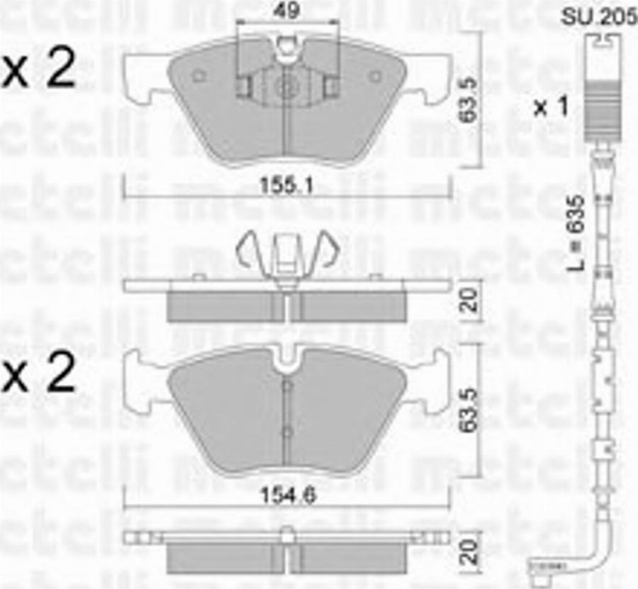 Metelli 22-0557-5K - Тормозные колодки, дисковые, комплект unicars.by