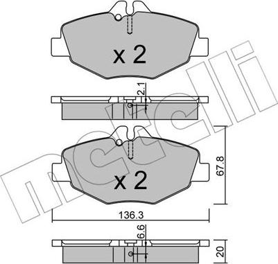 Metelli 22-0562-0 - Тормозные колодки, дисковые, комплект unicars.by