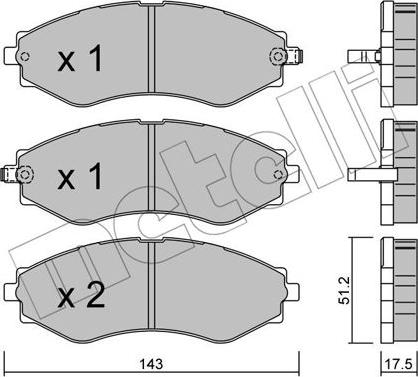 Metelli 22-0509-0 - Тормозные колодки, дисковые, комплект unicars.by