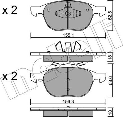 Metelli 22-0534-1 - Тормозные колодки, дисковые, комплект unicars.by