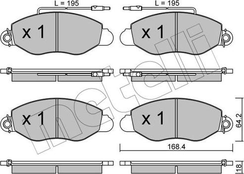 Metelli 22-0536-1 - Тормозные колодки, дисковые, комплект unicars.by