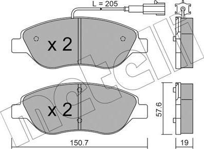 Metelli 22-0577-1 - Тормозные колодки, дисковые, комплект unicars.by