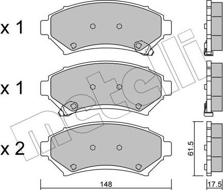 Metelli 22-0696-0 - Тормозные колодки, дисковые, комплект unicars.by