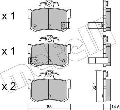 Metelli 22-0691-1 - Тормозные колодки, дисковые, комплект unicars.by