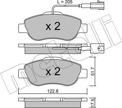 Metelli 22-0638-2 - Тормозные колодки, дисковые, комплект unicars.by