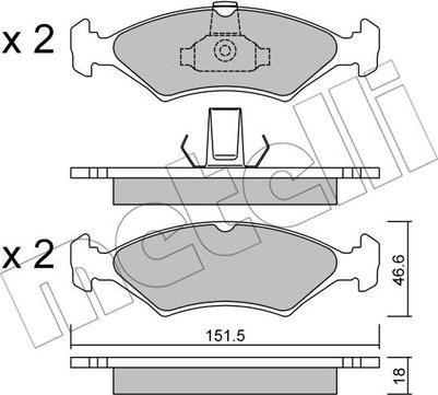 Metelli 22-0093-0 - Тормозные колодки, дисковые, комплект unicars.by