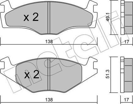 Metelli 22-0045-2 - Тормозные колодки, дисковые, комплект unicars.by