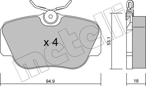 Metelli 22-0041-0 - Тормозные колодки, дисковые, комплект unicars.by