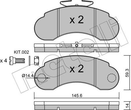 Metelli 22-0055-1 - Тормозные колодки, дисковые, комплект unicars.by