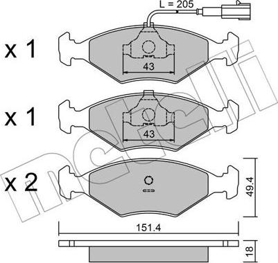 Metelli 22-0057-4 - Тормозные колодки, дисковые, комплект unicars.by