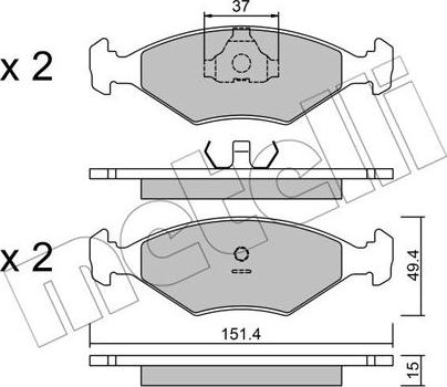 Metelli 22-0057-5 - Тормозные колодки, дисковые, комплект unicars.by