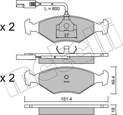 Metelli 22-0057-0 - Тормозные колодки, дисковые, комплект unicars.by