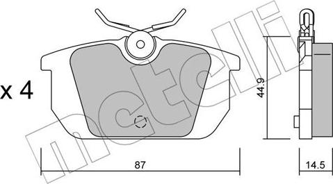 Metelli 22-0064-0 - Тормозные колодки, дисковые, комплект unicars.by