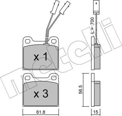 Metelli 22-0003-1 - Тормозные колодки, дисковые, комплект unicars.by