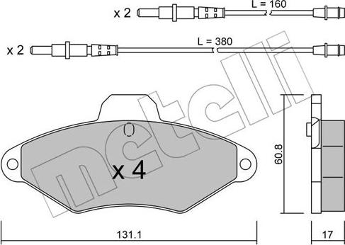 Metelli 22-0144-0 - Тормозные колодки, дисковые, комплект unicars.by