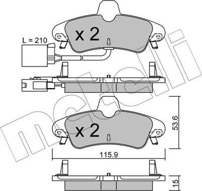 Metelli 22-0143-2 - Тормозные колодки, дисковые, комплект unicars.by