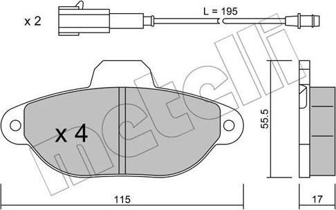 Metelli 22-0159-3 - Тормозные колодки, дисковые, комплект unicars.by