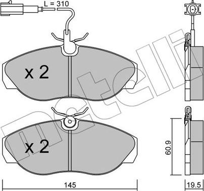 Metelli 22-0154-1 - Тормозные колодки, дисковые, комплект unicars.by