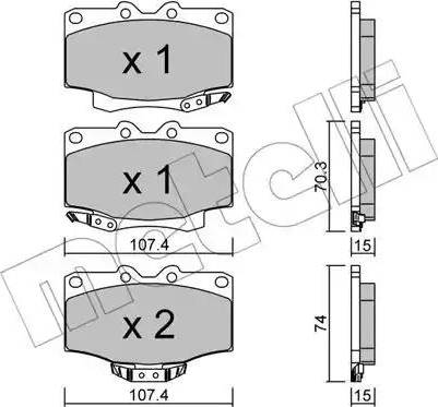 Metelli 22-0152-0 - Тормозные колодки, дисковые, комплект unicars.by