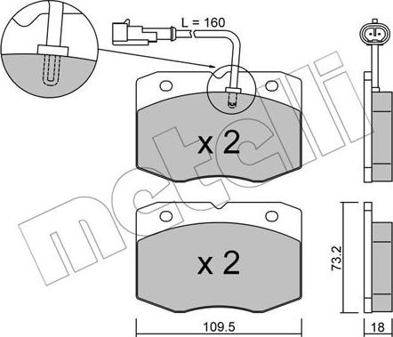 Metelli 22-0139-1 - Тормозные колодки, дисковые, комплект unicars.by