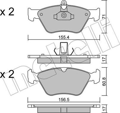 Metelli 22-0128-0 - Тормозные колодки, дисковые, комплект unicars.by