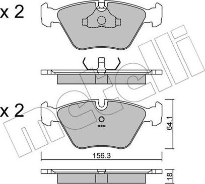 Metelli 22-0122-2 - Тормозные колодки, дисковые, комплект unicars.by