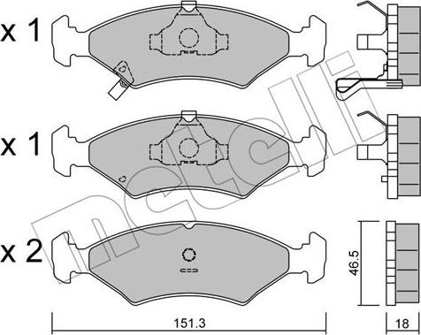 Metelli 22-0127-0 - Тормозные колодки, дисковые, комплект unicars.by