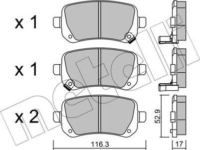 Metelli 22-0864-0 - Тормозные колодки, дисковые, комплект unicars.by