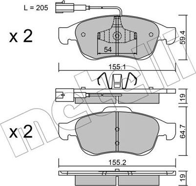 Metelli 22-0817-1 - Тормозные колодки, дисковые, комплект unicars.by