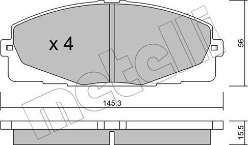 Metelli 22-0883-0 - Тормозные колодки, дисковые, комплект unicars.by