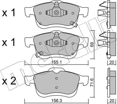 Metelli 22-0824-2 - Тормозные колодки, дисковые, комплект unicars.by