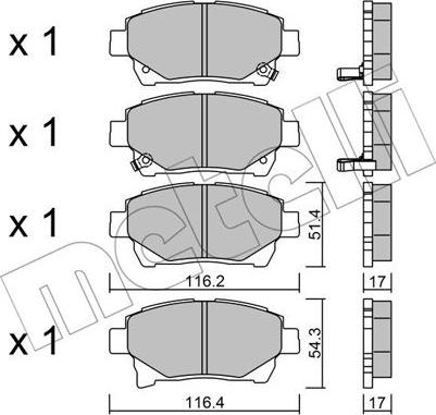 Metelli 22-0877-0 - Тормозные колодки, дисковые, комплект unicars.by