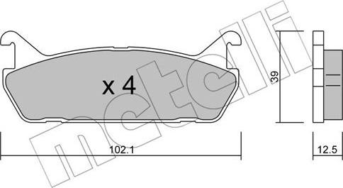 Metelli 22-0390-0 - Тормозные колодки, дисковые, комплект unicars.by