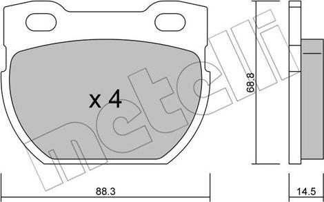 Metelli 22-0354-0 - Тормозные колодки, дисковые, комплект unicars.by