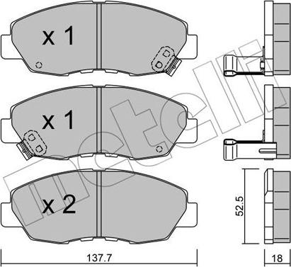 Metelli 22-0384-0 - Тормозные колодки, дисковые, комплект unicars.by