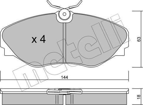 Metelli 22-0338-0 - Тормозные колодки, дисковые, комплект unicars.by