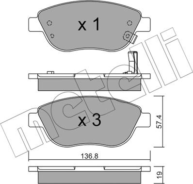 Metelli 22-0322-2 - Тормозные колодки, дисковые, комплект unicars.by