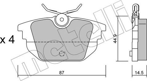 Metelli 22-0299-0 - Тормозные колодки, дисковые, комплект unicars.by